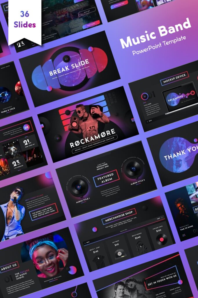 Music Band PowerPoint Template: 36 Slides – MasterBundles