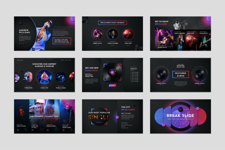 Music Band PowerPoint Template: 36 Slides – MasterBundles