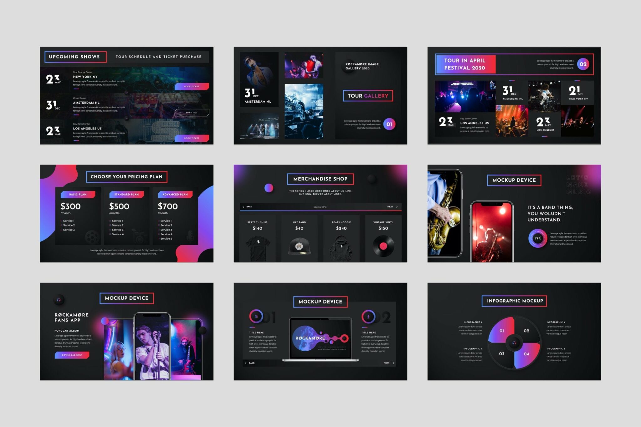 Music Band PowerPoint Template: 36 Slides – MasterBundles