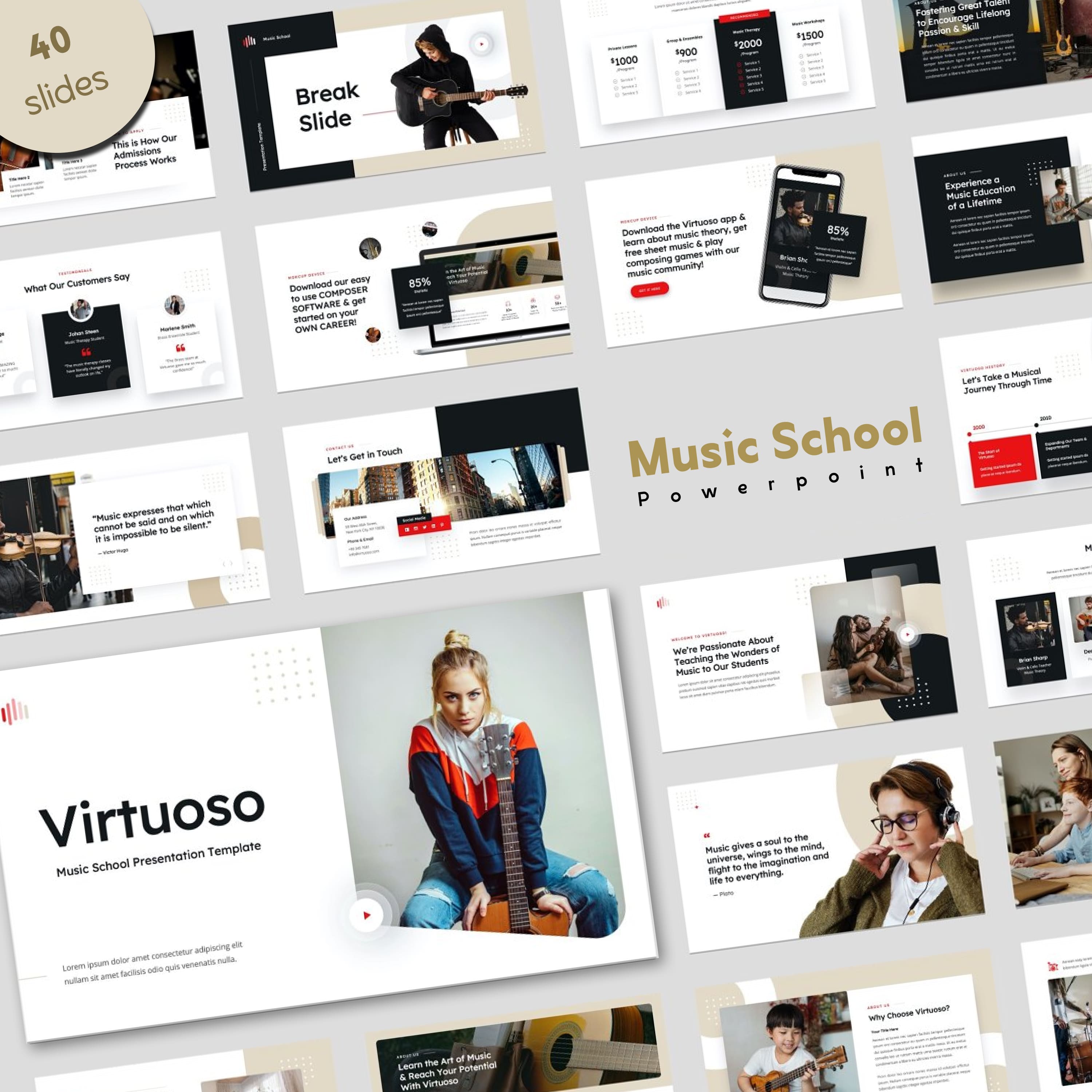 Music School PowerPoint cover.