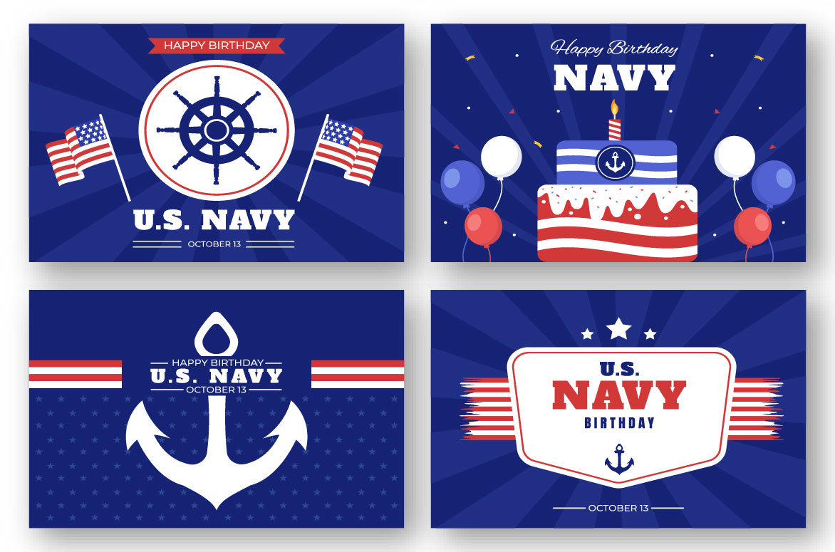 13 U.S. Navy Birthday Illustration Examples.