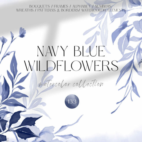 navy blue Wildflowers Watercolor cover image.
