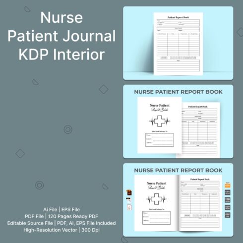 Nurse patient journal KDP interior - main image preview.