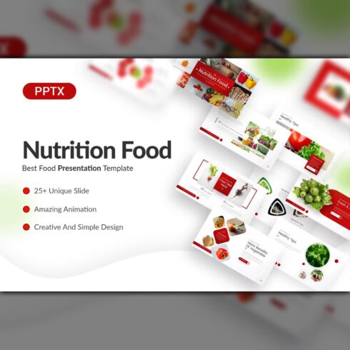 Nutrition food presentation powerpoint template - main image preview.