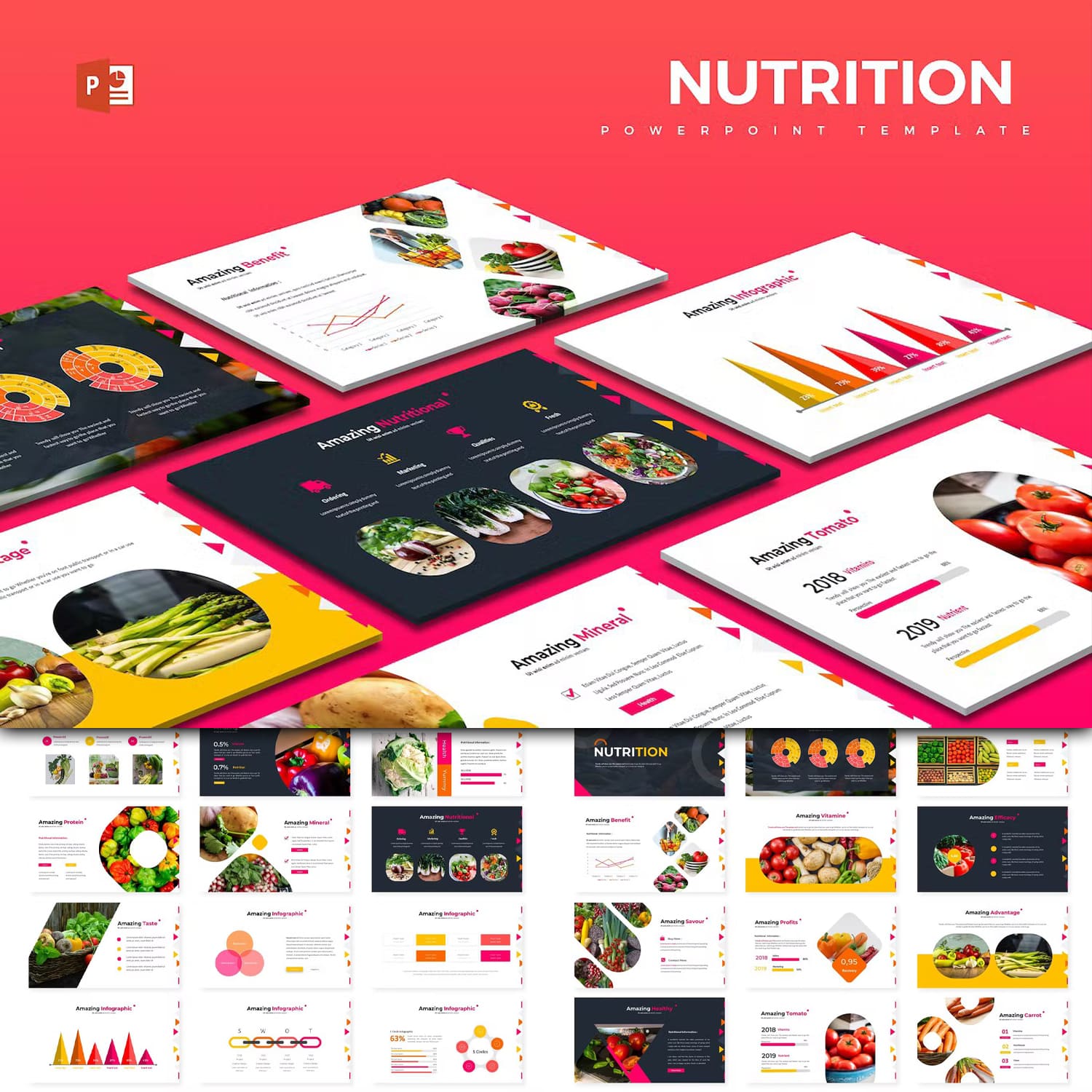 Nutrition powerpoint template - main image preview.