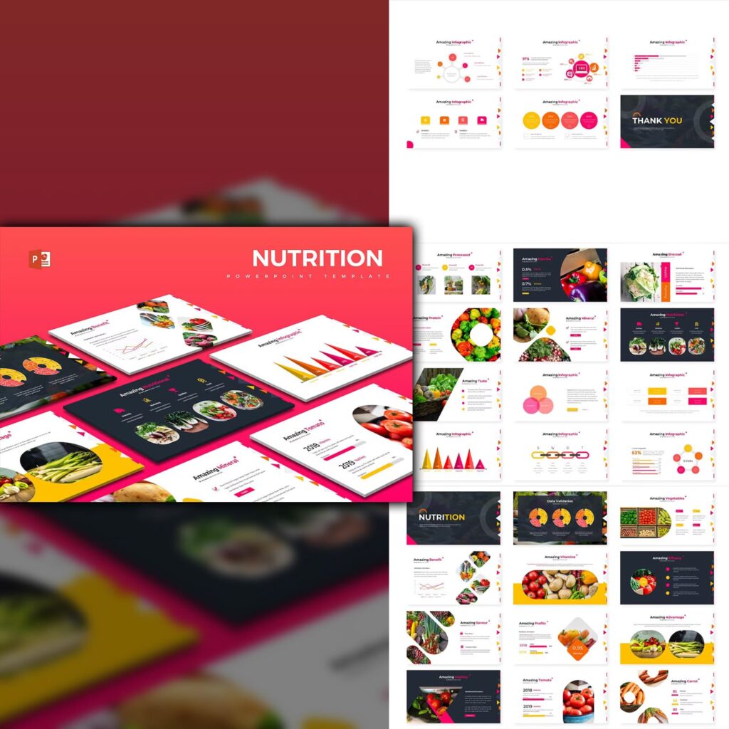 Nutrition Powerpoint Template 5 Colors MasterBundles