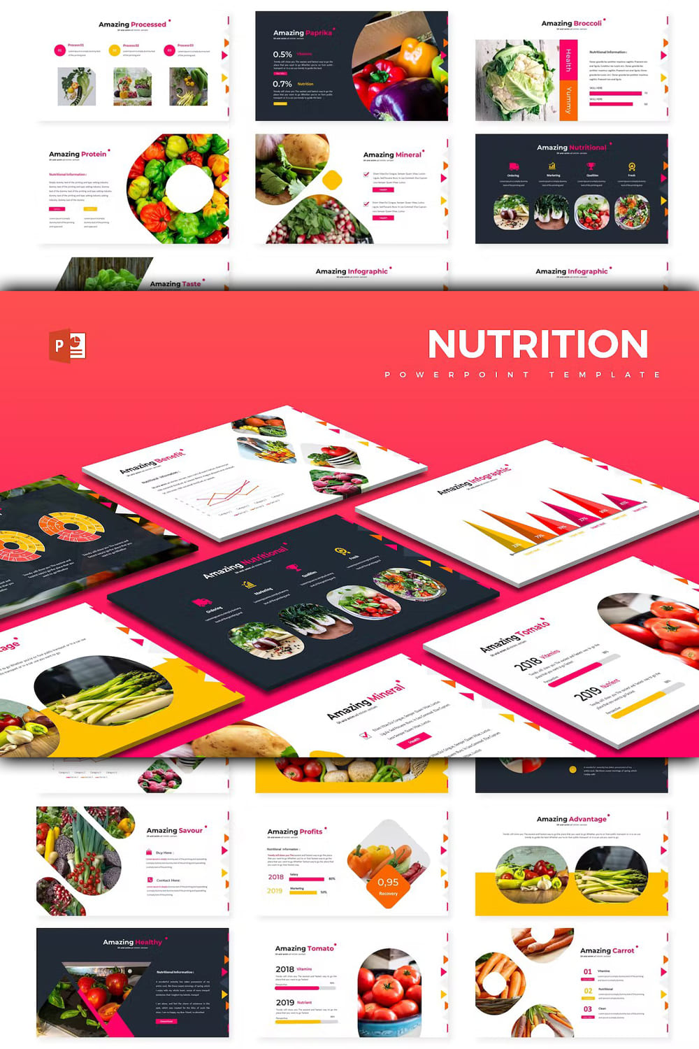 Nutrition powerpoint template - pinterest image preview.