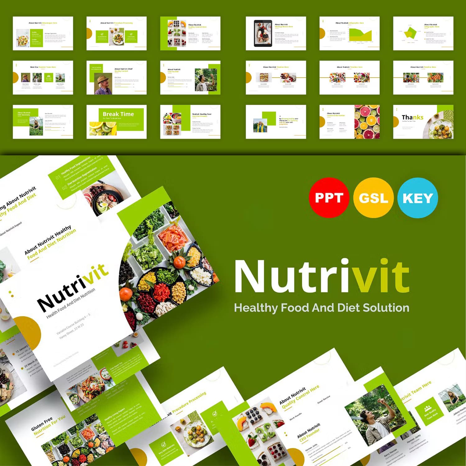 Nutrivit healthy food and nutrition presentation from Rometheme.