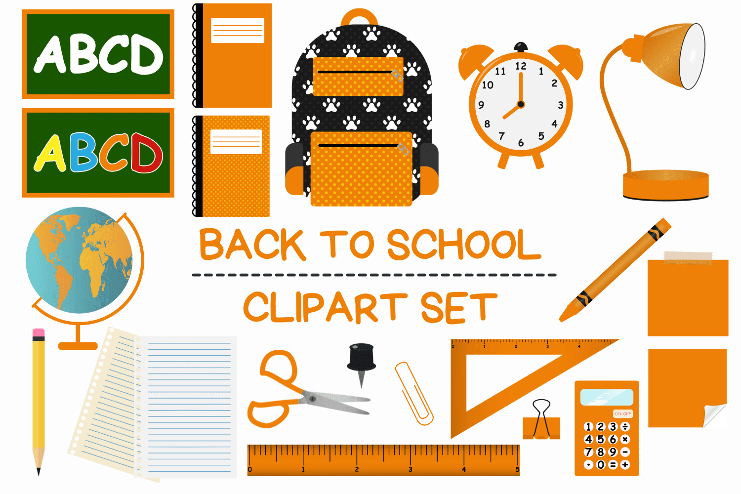 Orange Back To School Clipart Set - MasterBundles