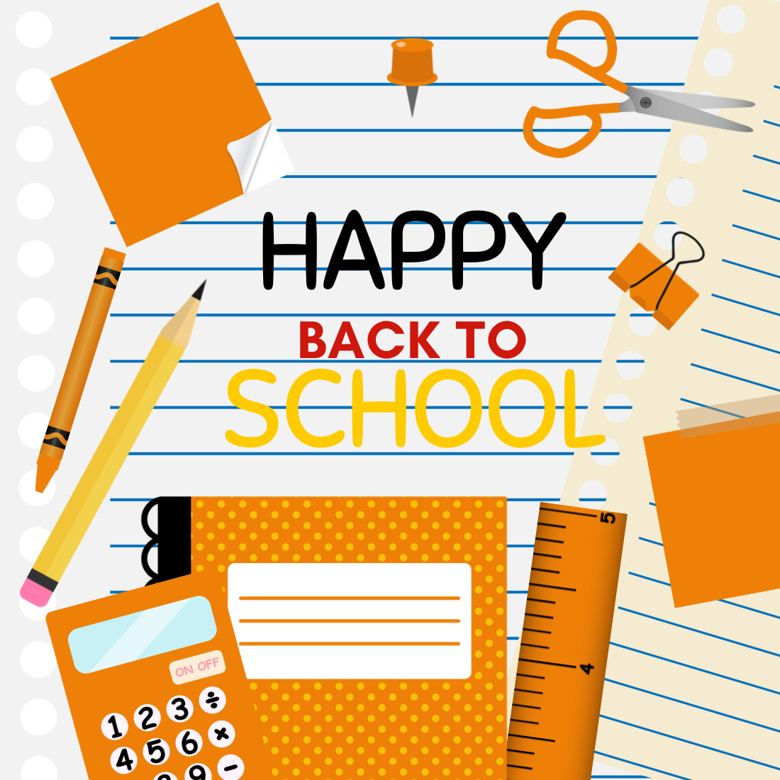 Orange Back To School Clipart Set preview image.