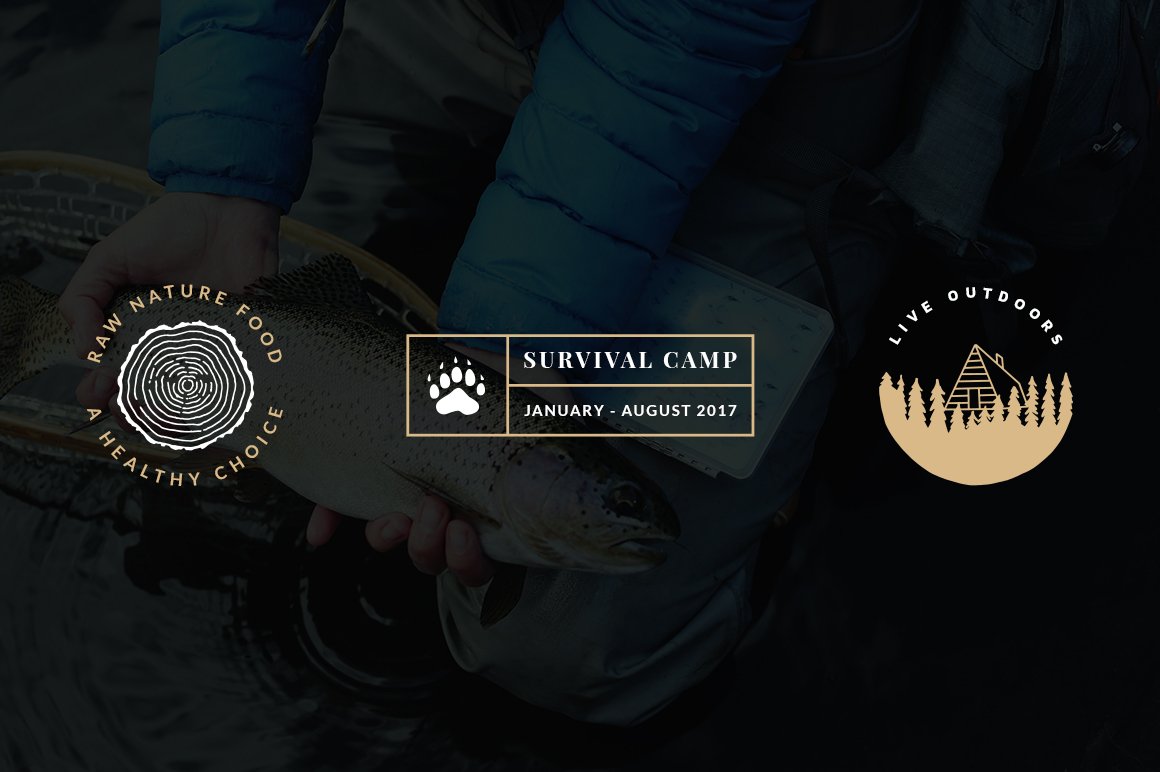 Black background with three modern and creative logos for your adventures.