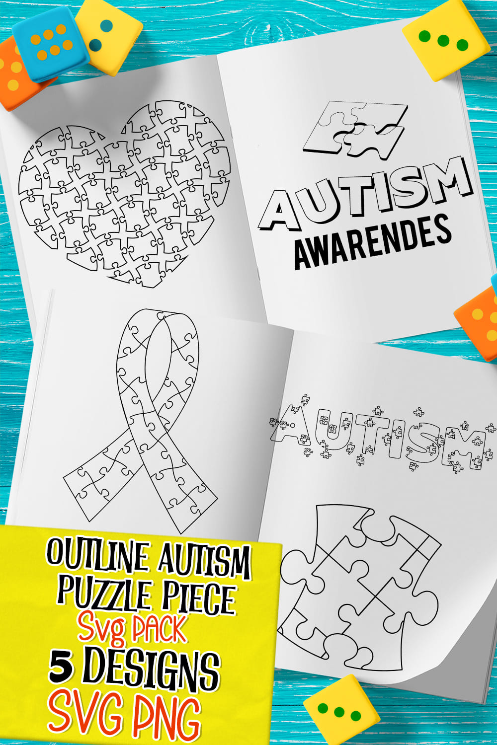 Outline autism puzzle piece svg - pinterest image preview.