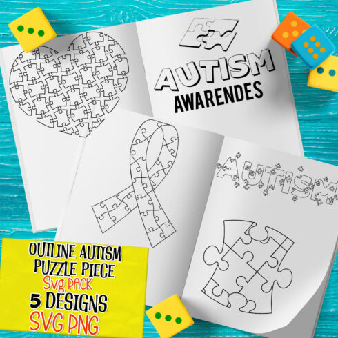 Outline autism puzzle piece svg - main image preview.