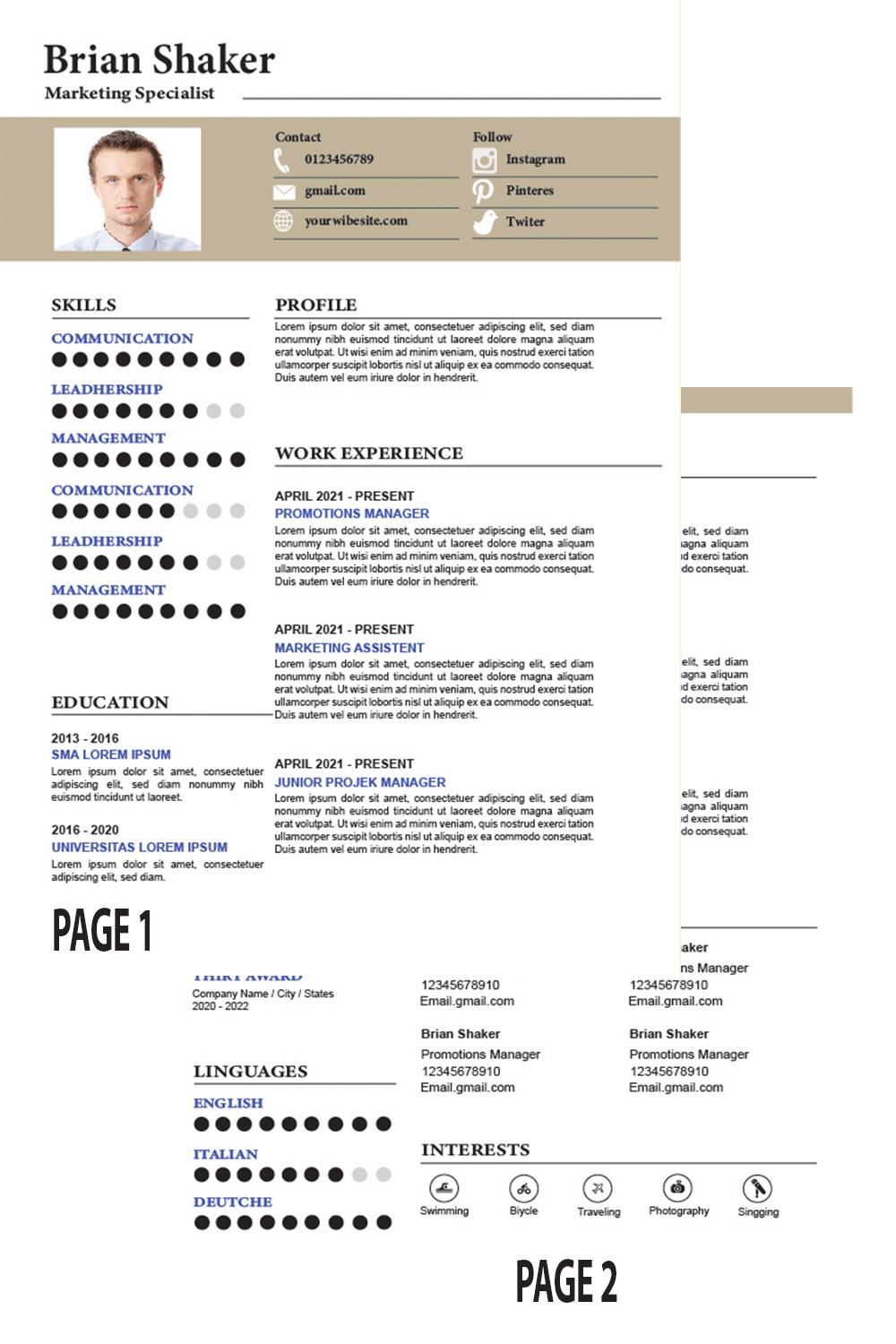 Marketing Resume Template pinterest image.