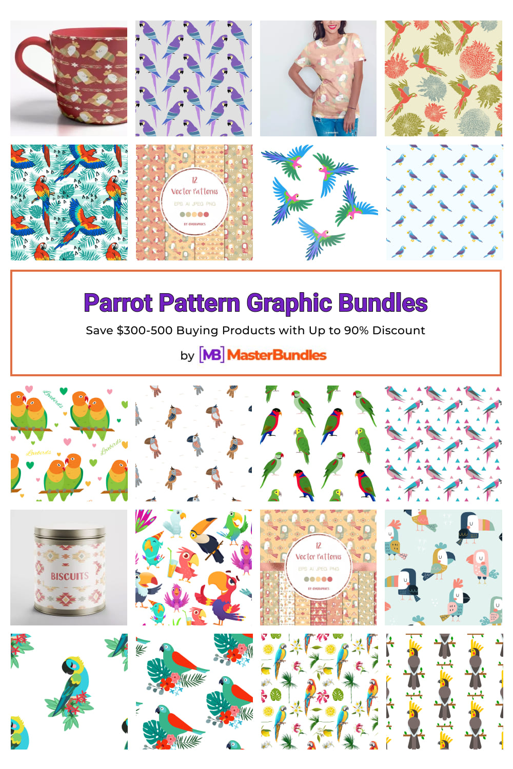 Parrot Pattern Graphic Bundles for Pinterest.