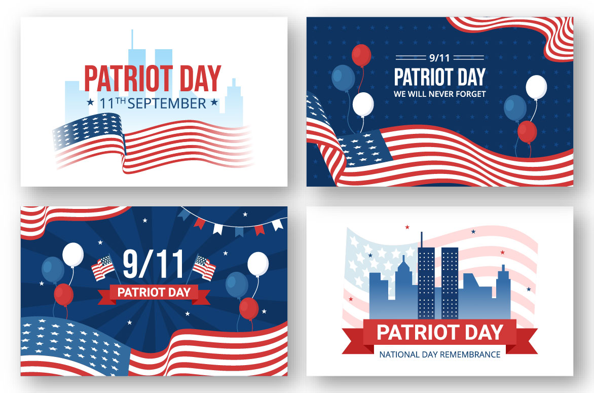 10 Patriot Day USA Celebration Illustration.