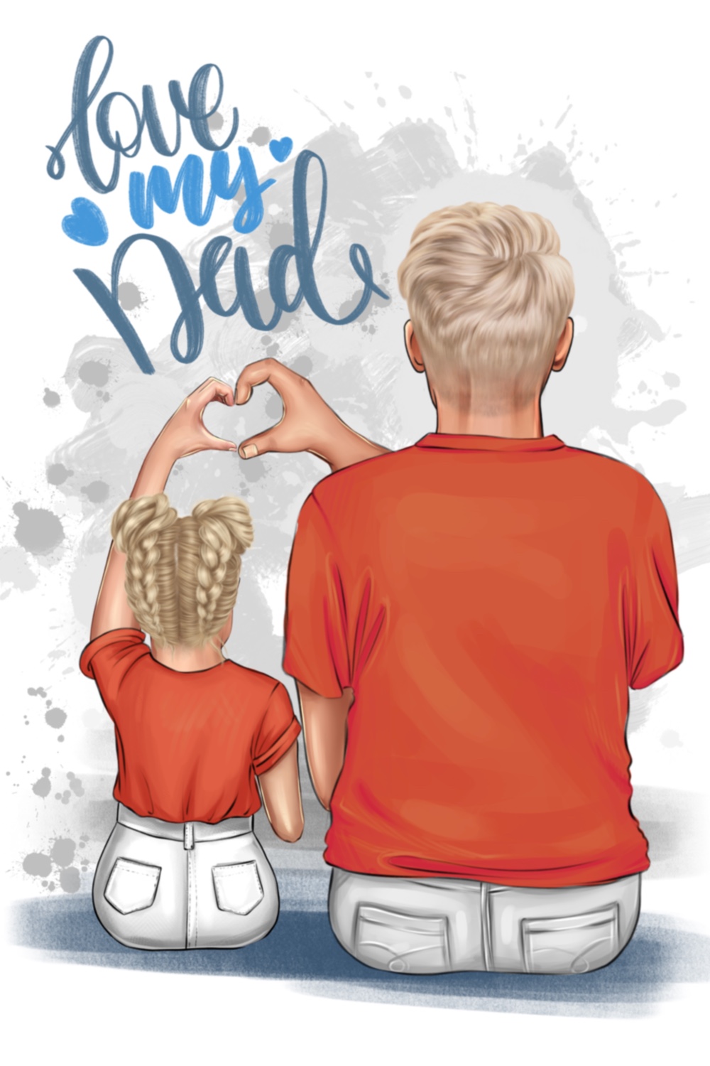 pin Family Clipart, Dad with Son or Daug