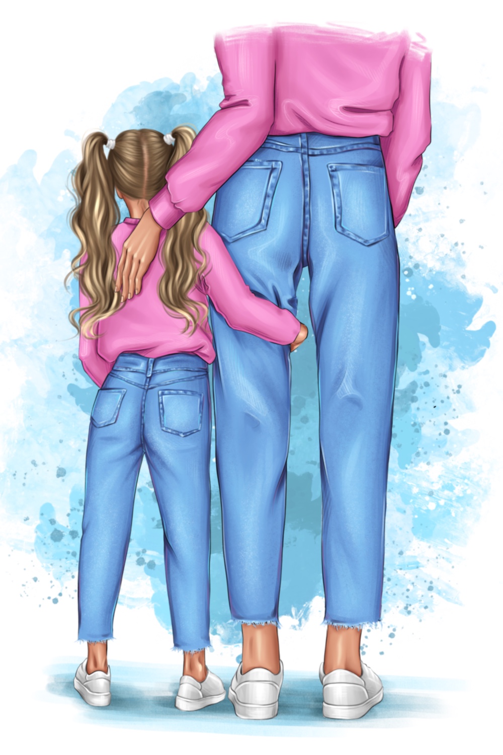 Mom and Daughter Clipart pinterest image.