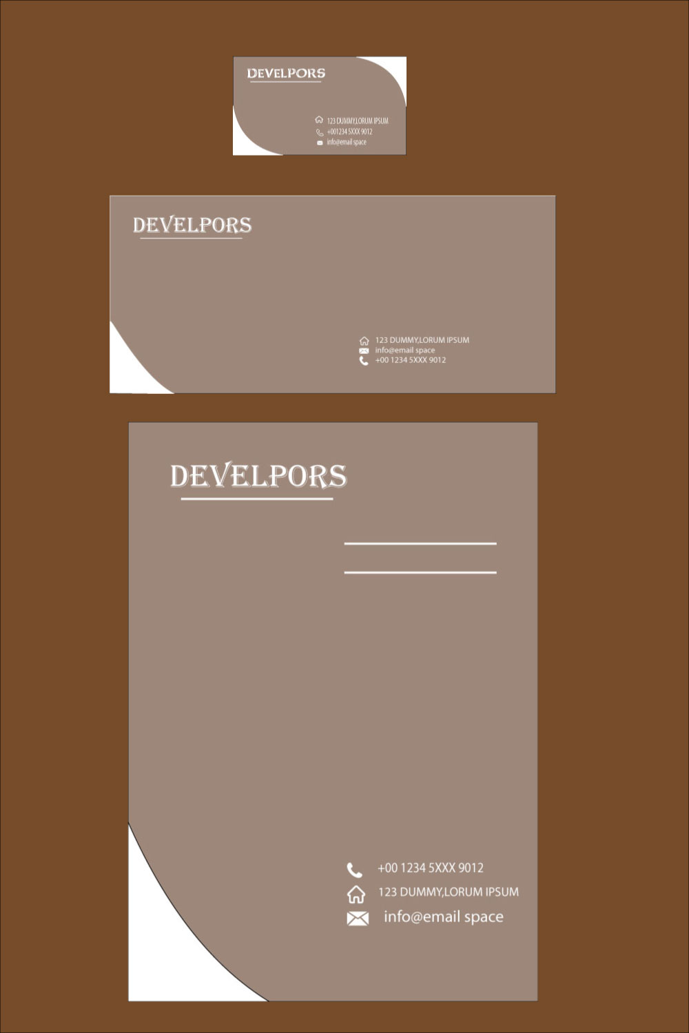 Business Card Design with Letter Head and Envelope pinterest image.