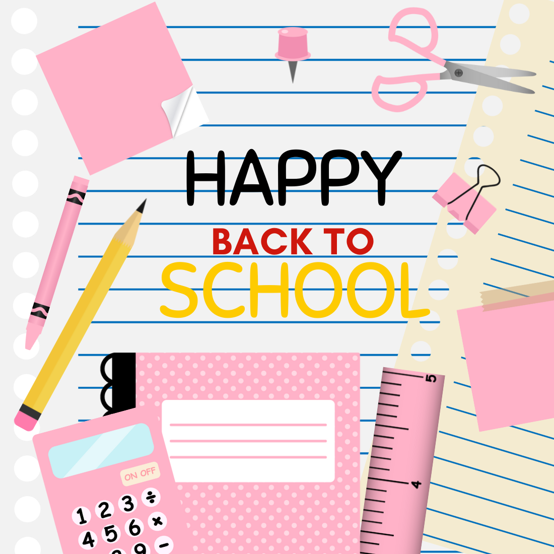 Pink Back To School Clipart Set preview image.