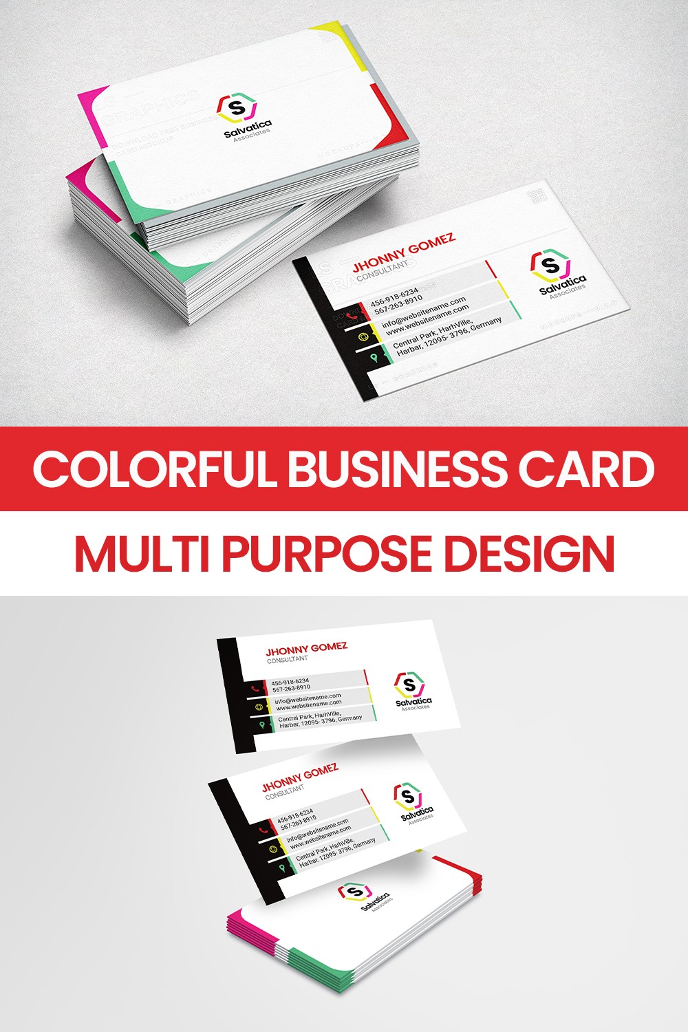 pinterest ColorFul Clean Business Card - Art Business Card - Modern Business Card - Professional Business Card