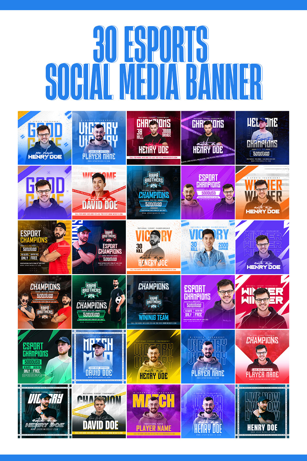 30 Esports Social Media Banner Bundle/Pack pinterest image.