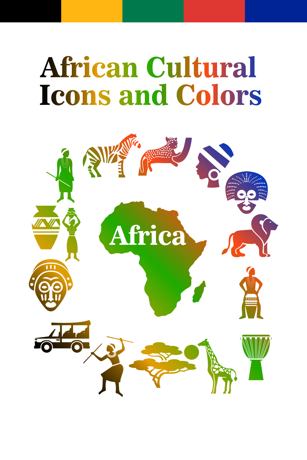 Africa Culture Signs Illustration, Icons and Colors pinterest image.