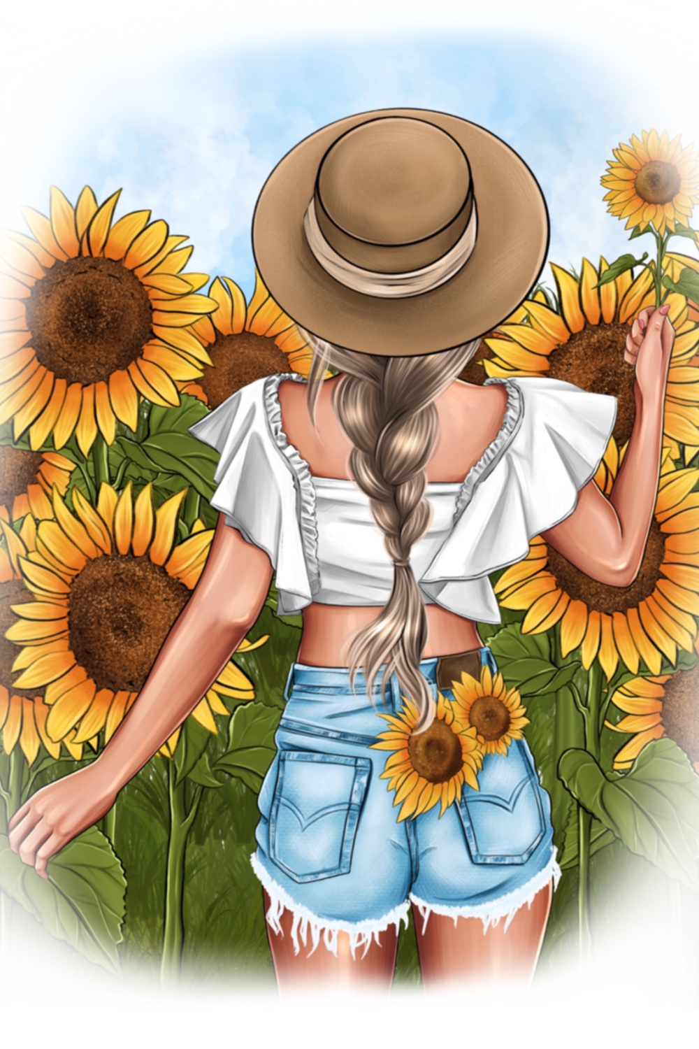 Fashionable Girl Sunflowers Clipart Pinterest Image.