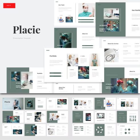 Placie medical surgery powerpoint template - main image preview.