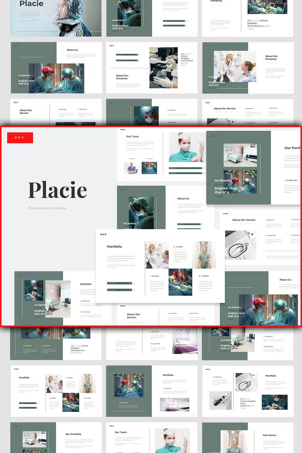 Placie medical surgery powerpoint template - pinterest image preview.