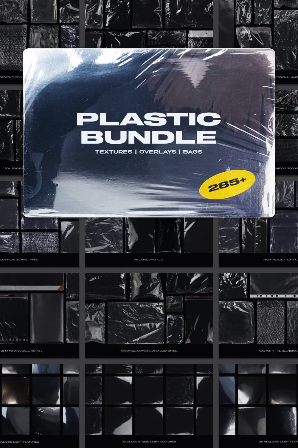 Plastic bundle branding wrap texture - pinterest image preview.