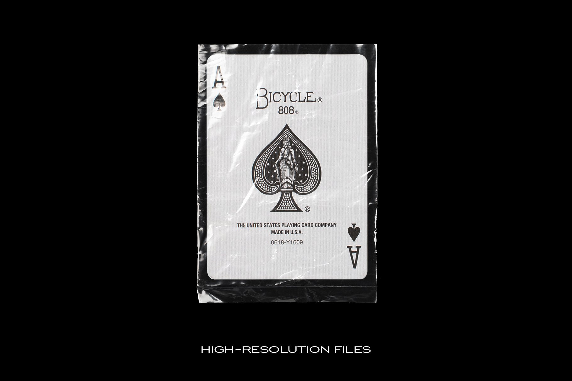Playing card in plastic file.