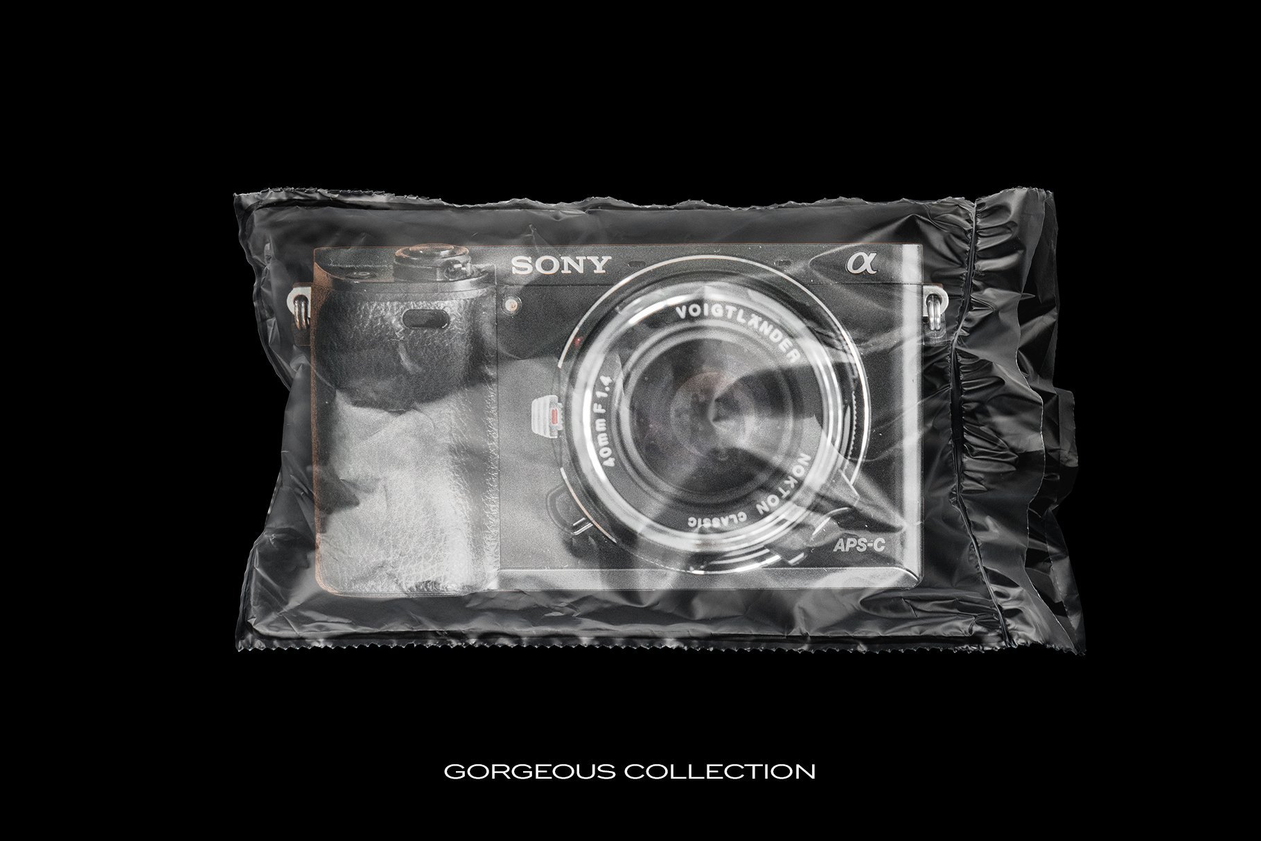 Sony photo camera in plastic file.