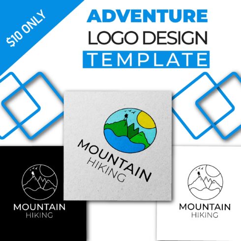 Mountain Hiking Logo Design Template cover image.