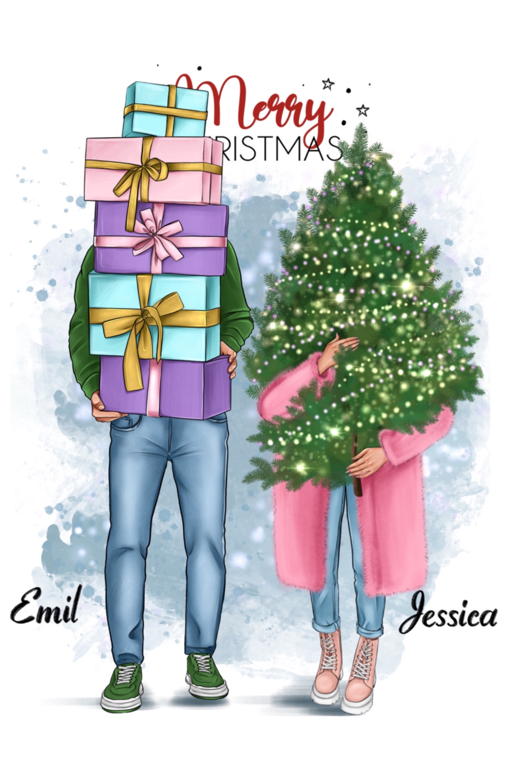 Christmas Couple Clipart Pinterest Image.