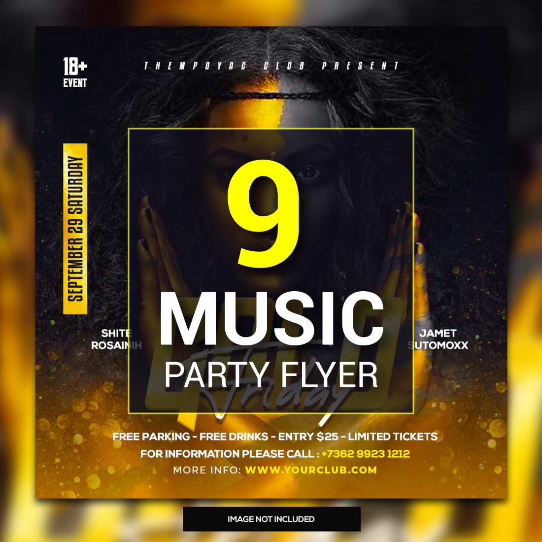 9 Music Party Flyer Template cover image.