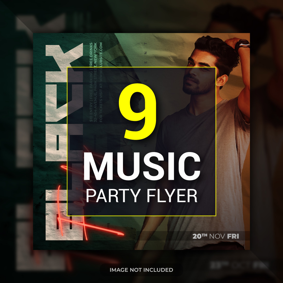 9 Music Party Flyer Template facebook image.