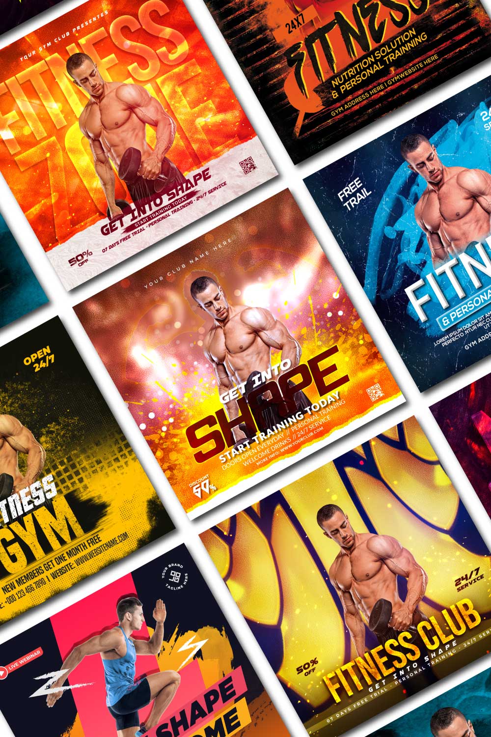 9 Fitness and Gym Banners Only $9 pinterest image.