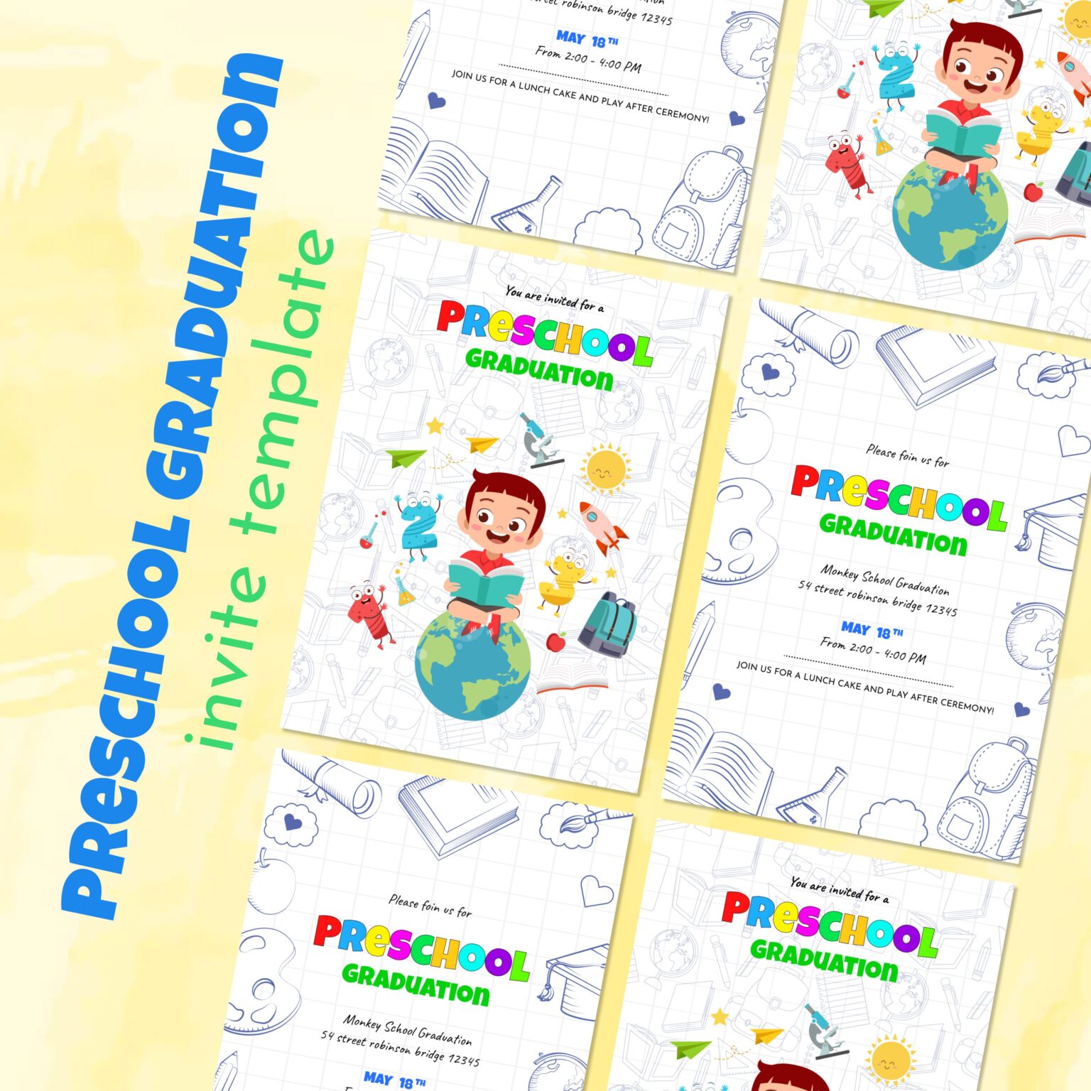 Preschool Graduation Invite Template – MasterBundles