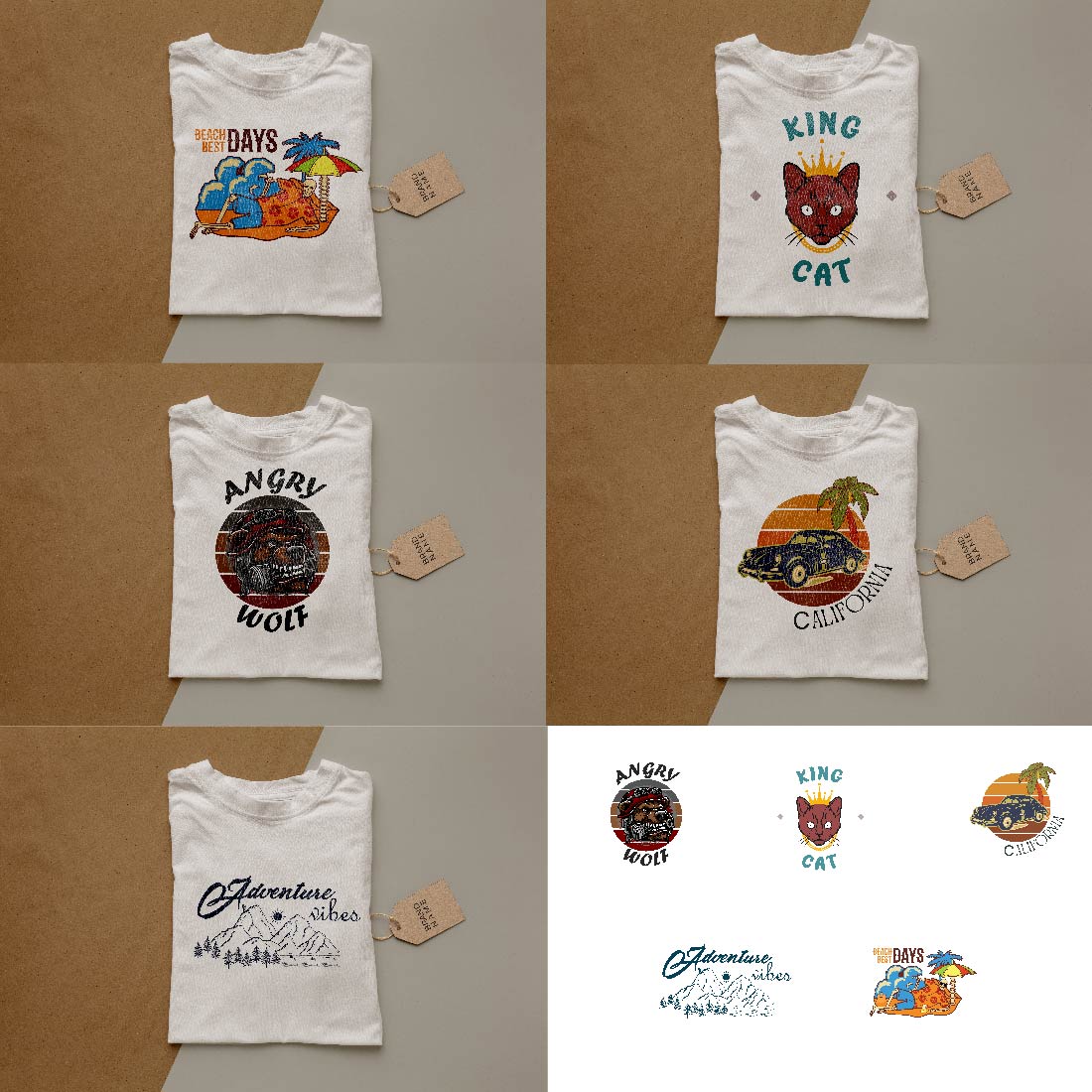 5 Vintage T-Shirt's Design Collection in Just $20 preview image.