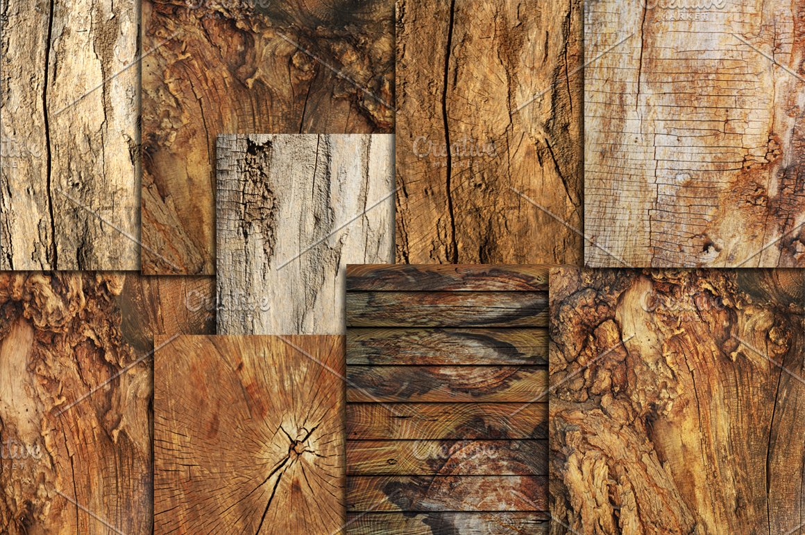 Brown wooden background collection.