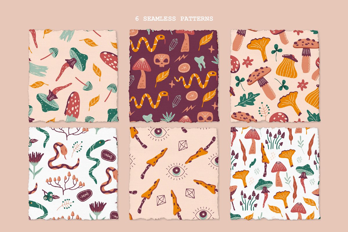 This set includes 6 seamless patterns.