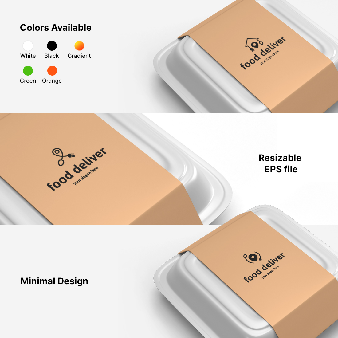 3 Food Delivery Logos Preview Image.