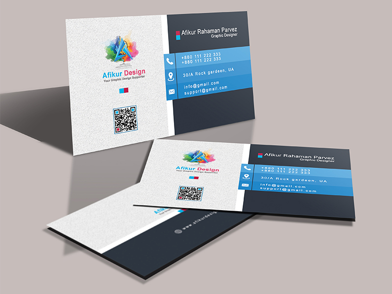 9 Modern Double Side Business Card Bundle, blue-grey-white design.