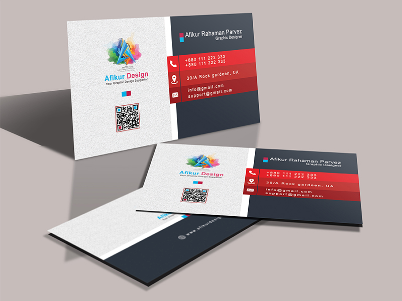 9 Modern Double Side Business Card Bundle, white-grey-red design.