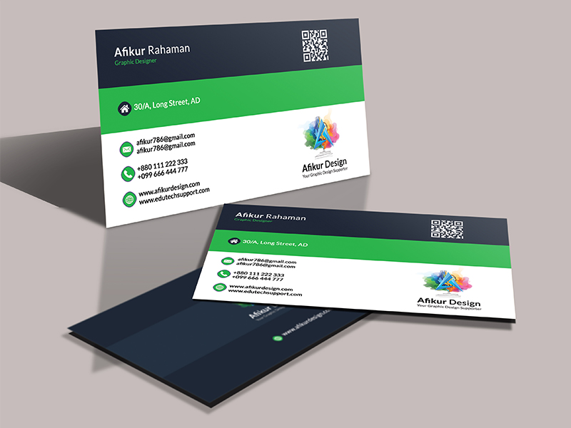9 Modern Double Side Business Card Bundle, grey-green-white design.