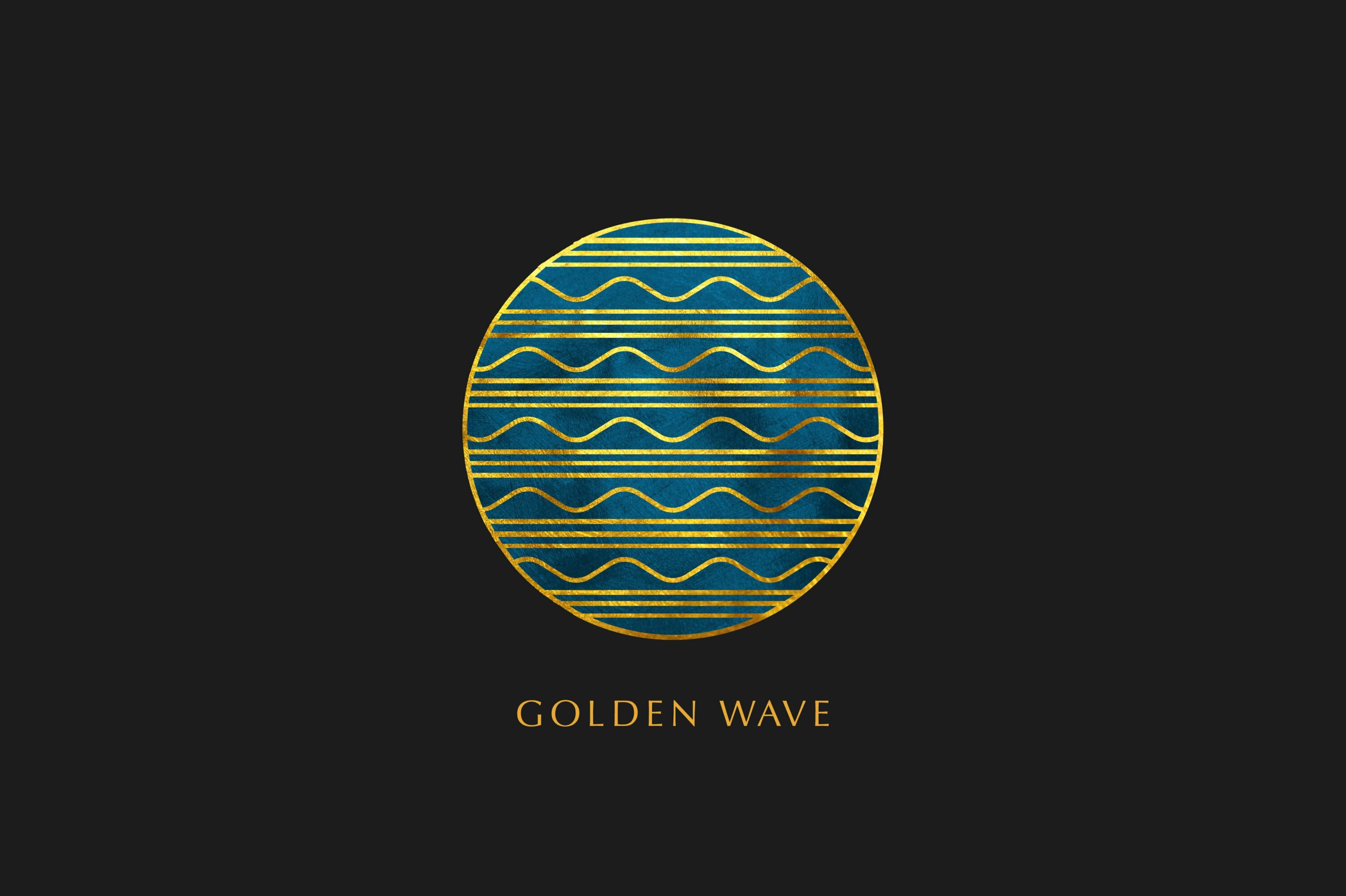 Green wave logo in a round shape with gold border.