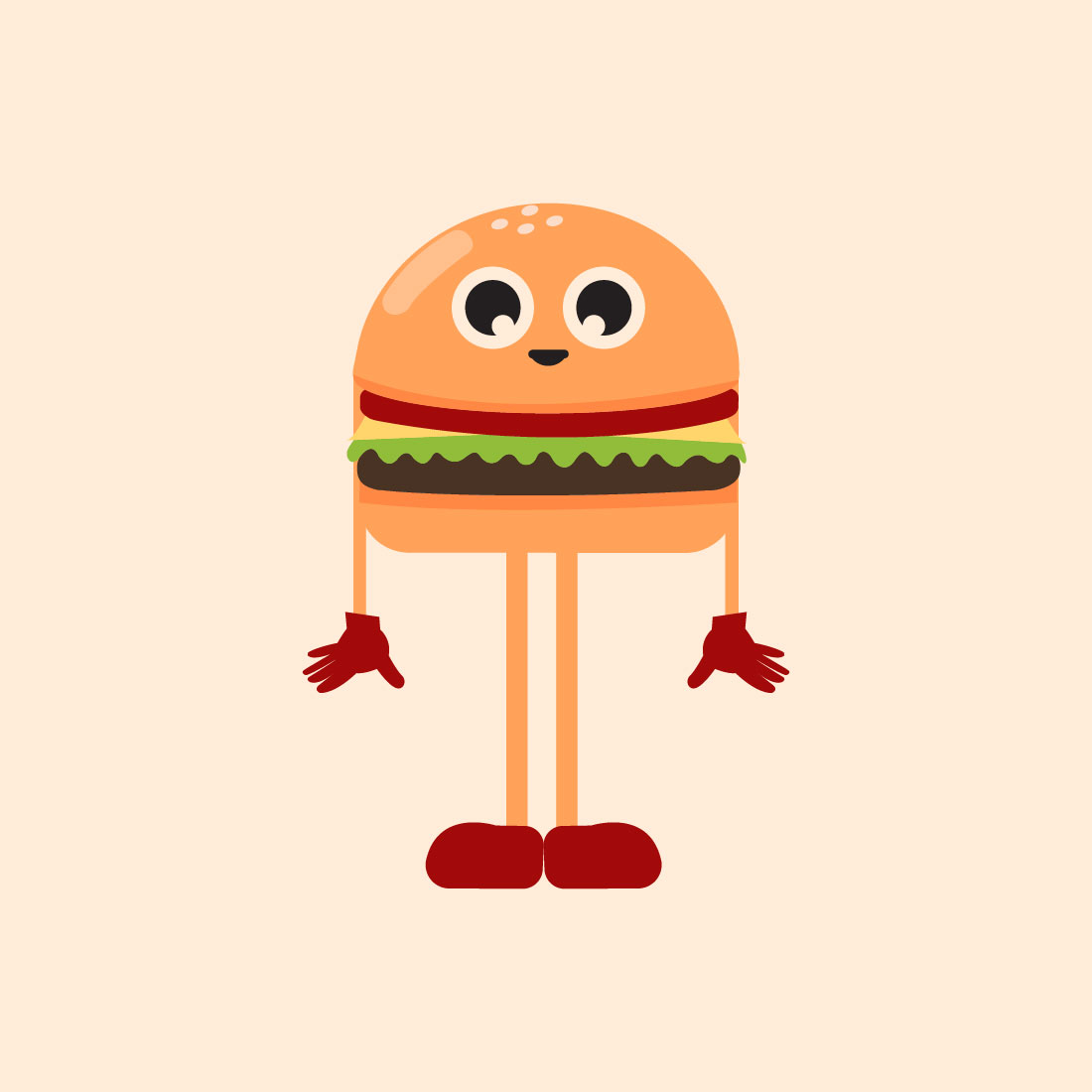 Happy Burger Mascot Characters Set example.