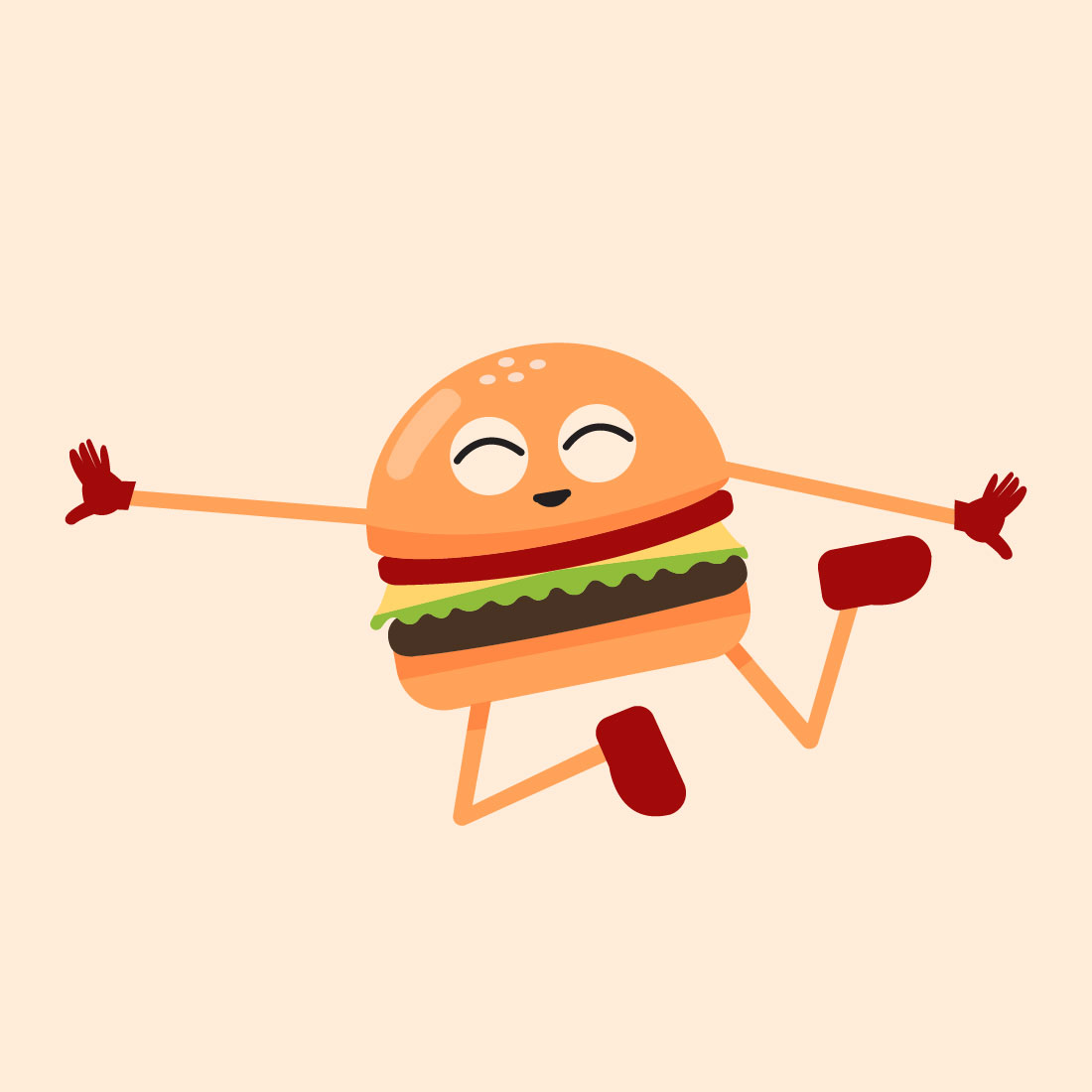 Happy Burger Mascot Characters Set