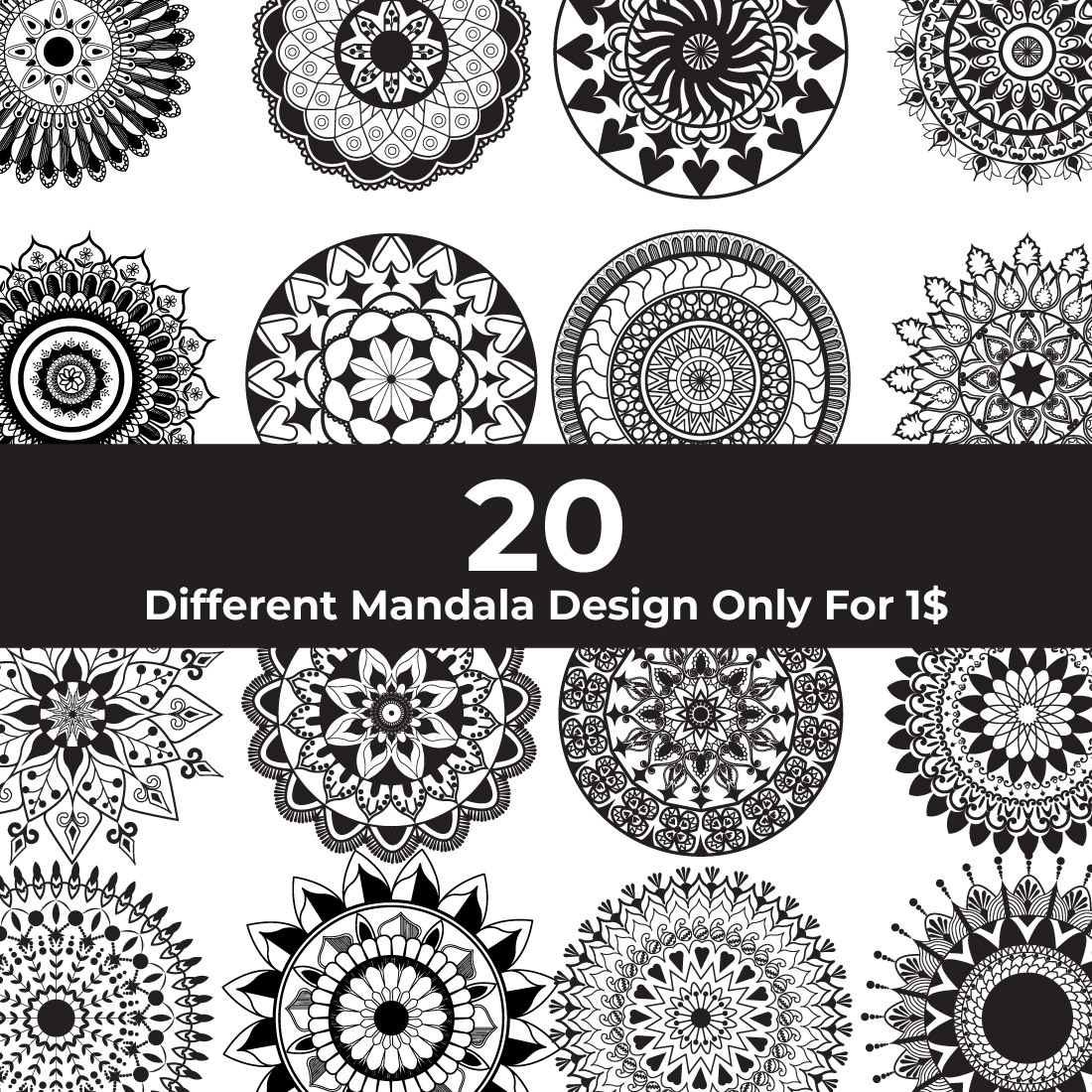 20 Different Mandala Design Only For $1 - MasterBundles